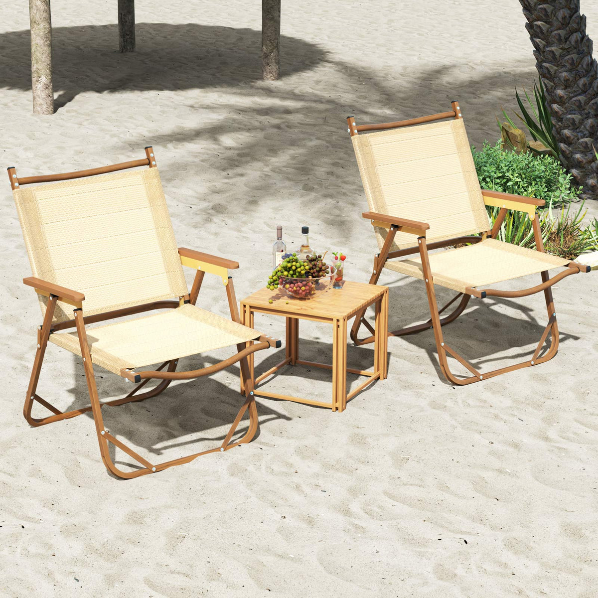 Folding Camp Chairs Set of 2, Lightweight Beach Chairs with Aluminum Frame