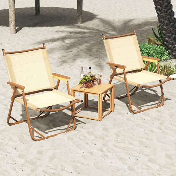 Folding Camp Chairs Set of 2, Lightweight Beach Chairs with Aluminum Frame