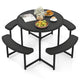 Round Picnic Table Bench Set, Outdoor Circular Picnic Table with 4 Benches