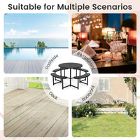 Round Picnic Table Bench Set, Outdoor Circular Picnic Table with 4 Benches
