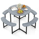 Round Picnic Table Bench Set, Outdoor Circular Picnic Table with 4 Benches