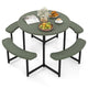 Round Picnic Table Bench Set, Outdoor Circular Picnic Table with 4 Benches