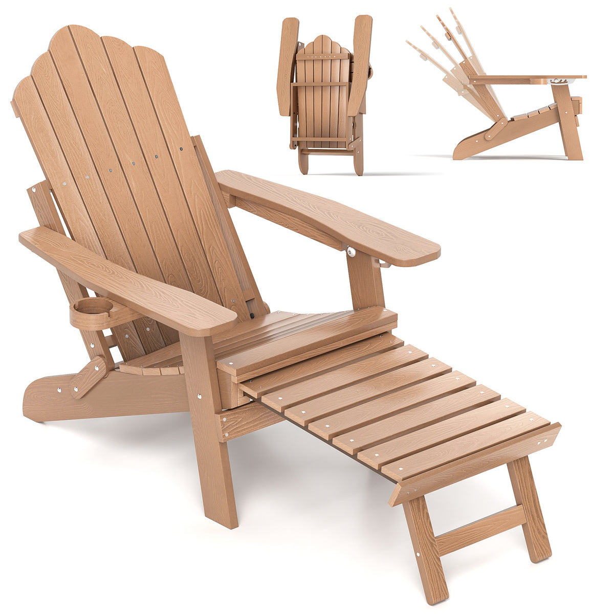 All-Weather HIPS 180kg Loaded Lounge Chair with Retractable Footrest