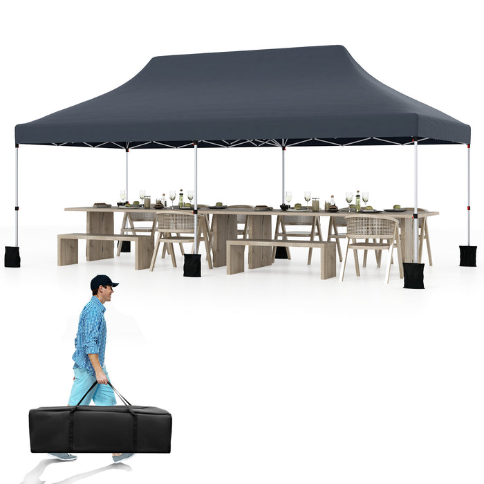 3 X 6 M Pop up Canopy Tent, Foldable Portable Outdoor Gazebo w/ Carry Bag, 6 Sandbags
