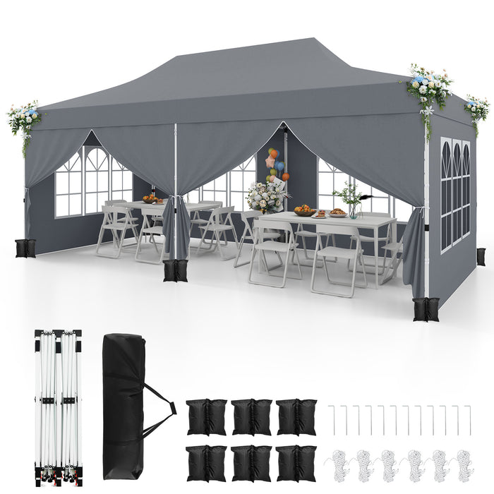 3 x 6 M Pop up Canopy with 6 Sidewalls, Outdoor Canopy Tent