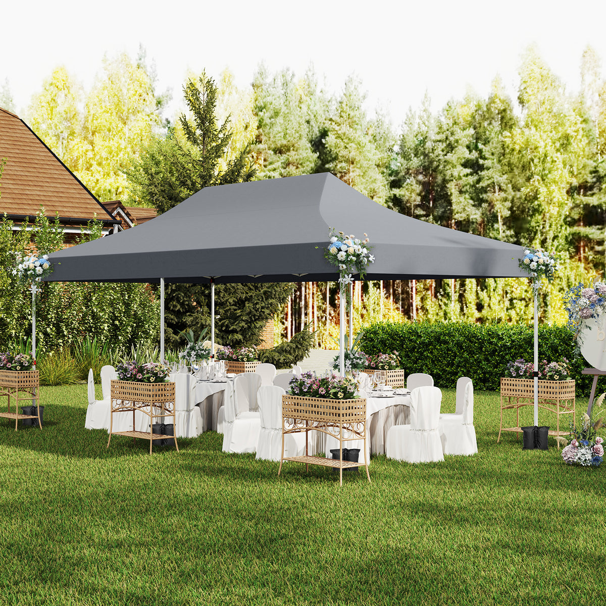 3 x 6 M Pop up Canopy with 6 Sidewalls, Outdoor Canopy Tent