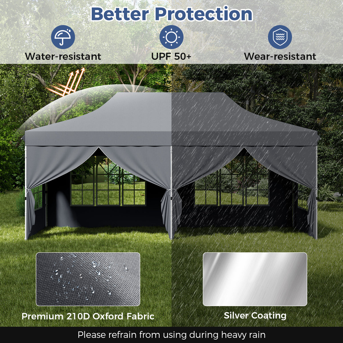 3 x 6 M Pop up Canopy with 6 Sidewalls, Outdoor Canopy Tent