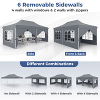 3 x 6 M Pop up Canopy with 6 Sidewalls, Outdoor Canopy Tent