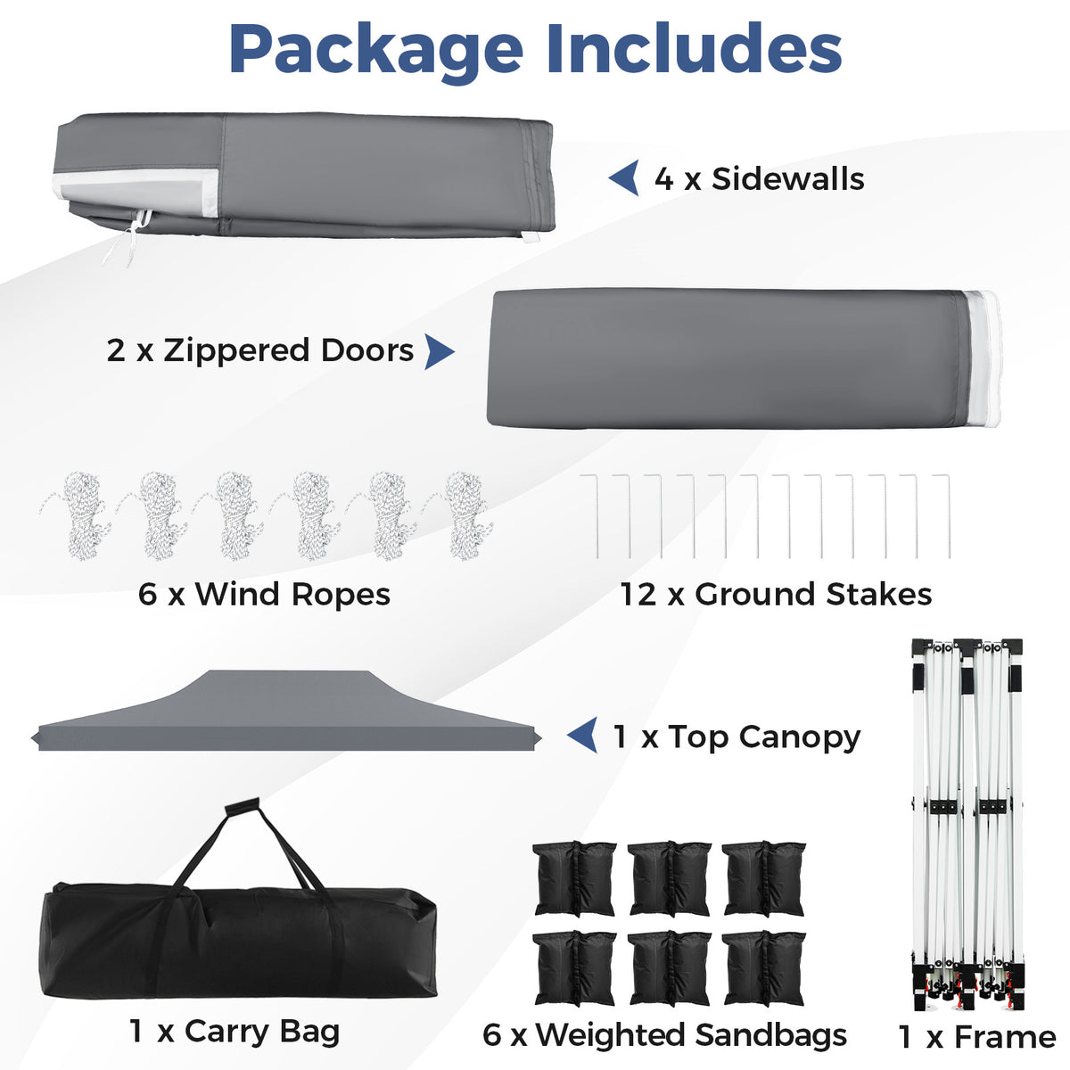 3 x 6 M Pop up Canopy with 6 Sidewalls, Outdoor Canopy Tent