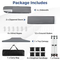 3 x 6 M Pop up Canopy with 6 Sidewalls, Outdoor Canopy Tent