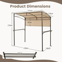 238 x 134 cm Grill Gazebo, Outdoor Patio BBQ Canopy w/ Steel Shelves