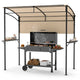 238 x 134 cm Grill Gazebo, Outdoor Patio BBQ Canopy w/ Steel Shelves