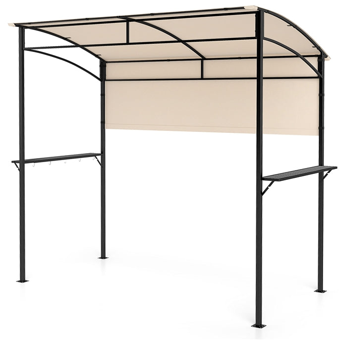 238 x 134 cm Grill Gazebo, Outdoor Patio BBQ Canopy w/ Steel Shelves