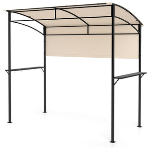 238 x 134 cm Grill Gazebo, Outdoor Patio BBQ Canopy w/ Steel Shelves