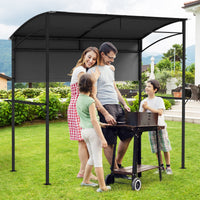 238 x 134 cm Grill Gazebo, Outdoor Patio BBQ Canopy w/ Steel Shelves