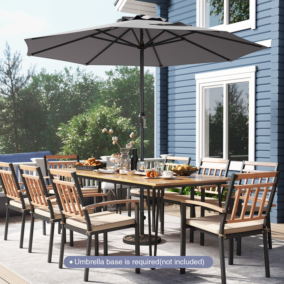 2.6M Patio Umbrella, Outdoor Heavy Duty Market Umbrella w/ Crank Handle