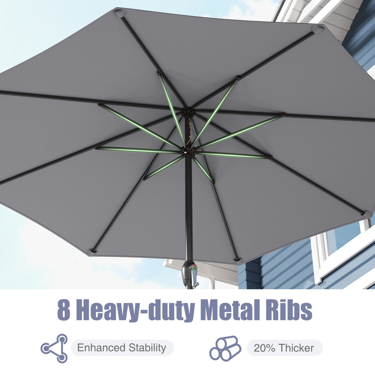 2.6M Patio Umbrella, Outdoor Heavy Duty Market Umbrella w/ Crank Handle