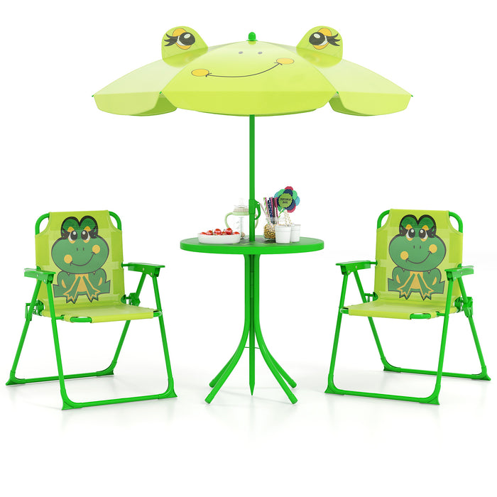 Toddler Outdoor Activity Table with 2 Folding Chairs & a Height Adjustable Umbrella