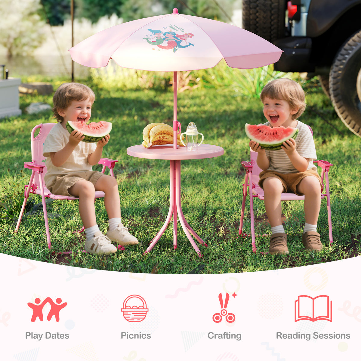 4 Pcs Kids Picnic Set Suits 3-6 Boys & Girls