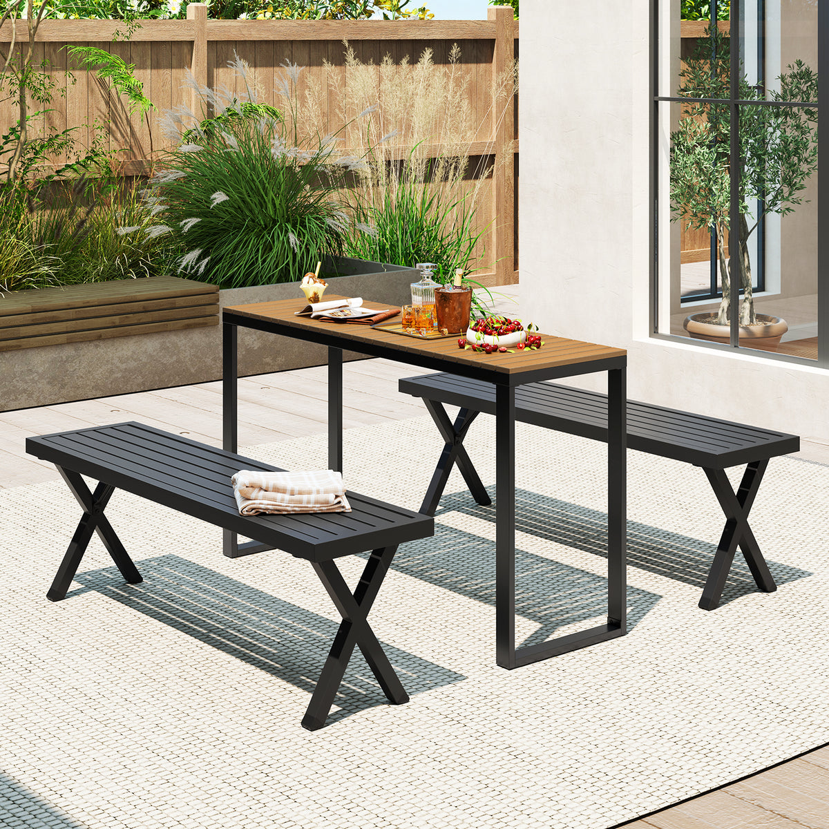 Outdoor Rectangle Console Table Patio Side Table