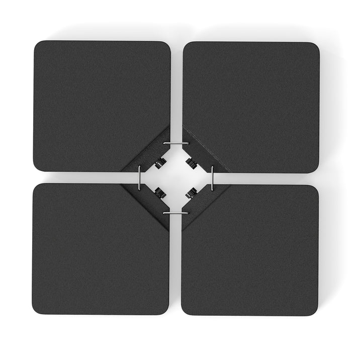 Patio Offset Umbrella Base, 100kg Capacity, Heavy-Duty 4-Piece Square Plate Set