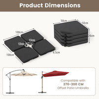 Patio Offset Umbrella Base, 100kg Capacity, Heavy-Duty 4-Piece Square Plate Set
