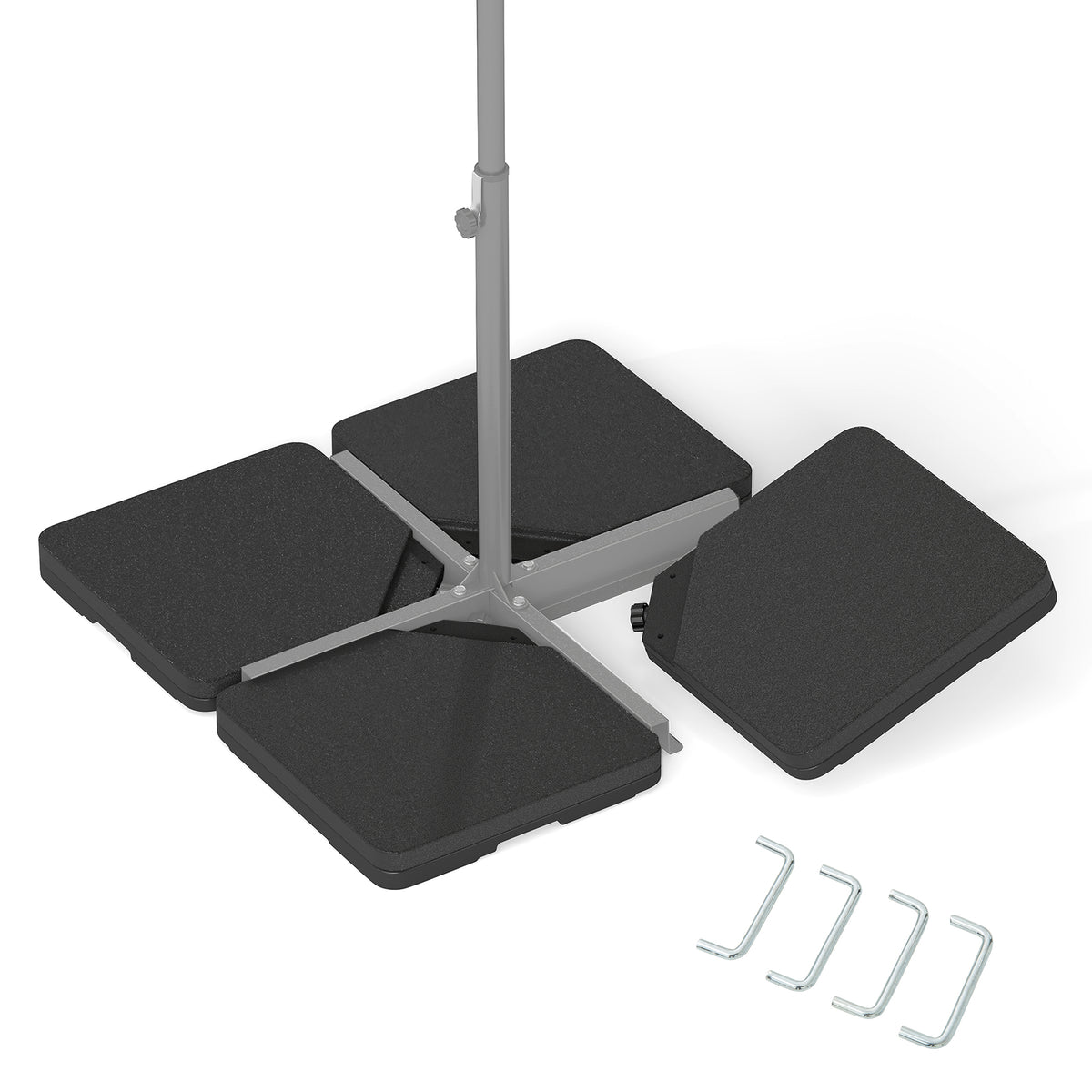 Patio Offset Umbrella Base, 100kg Capacity, Heavy-Duty 4-Piece Square Plate Set