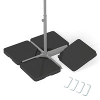 Patio Offset Umbrella Base, 100kg Capacity, Heavy-Duty 4-Piece Square Plate Set