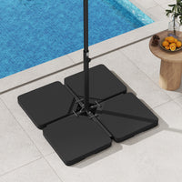 Patio Offset Umbrella Base, 100kg Capacity, Heavy-Duty 4-Piece Square Plate Set