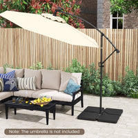Patio Offset Umbrella Base, 100kg Capacity, Heavy-Duty 4-Piece Square Plate Set