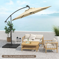 Patio Offset Umbrella Base, 100kg Capacity, Heavy-Duty 4-Piece Square Plate Set