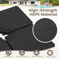 Patio Offset Umbrella Base, 100kg Capacity, Heavy-Duty 4-Piece Square Plate Set