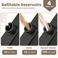 Patio Offset Umbrella Base, 100kg Capacity, Heavy-Duty 4-Piece Square Plate Set