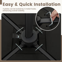 Patio Offset Umbrella Base, 100kg Capacity, Heavy-Duty 4-Piece Square Plate Set
