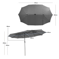 Twin Patio Umbrella 48 LED Lights Outdoor Double-Side Parasol Sun Shade Poolside