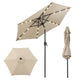 2.3M Solar Powered Patio Umbrella, Outdoor Heavy Duty Market Umbrella w/ LED Lights