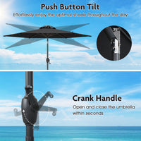 2.3M Solar Powered Patio Umbrella, Outdoor Heavy Duty Market Umbrella w/ LED Lights