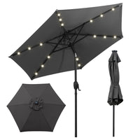 2.3M Solar Powered Patio Umbrella, Outdoor Heavy Duty Market Umbrella w/ LED Lights