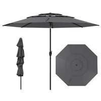 3 m 3-tier Vented Patio Umbrella Outdoor Heavy Duty Sun Shade w/Push Button Tilt