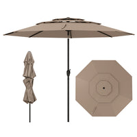 3 m 3-tier Vented Patio Umbrella Outdoor Heavy Duty Sun Shade w/Push Button Tilt