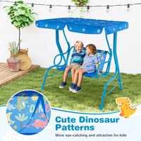 2-Seater Kids Porch Swing, Hanging Patio Swing Bench with Adjustable Tilt Canopy