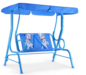 2-Seater Kids Porch Swing, Hanging Patio Swing Bench with Adjustable Tilt Canopy
