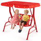 2-Seater Kids Porch Swing, Hanging Patio Swing Bench with Adjustable Tilt Canopy