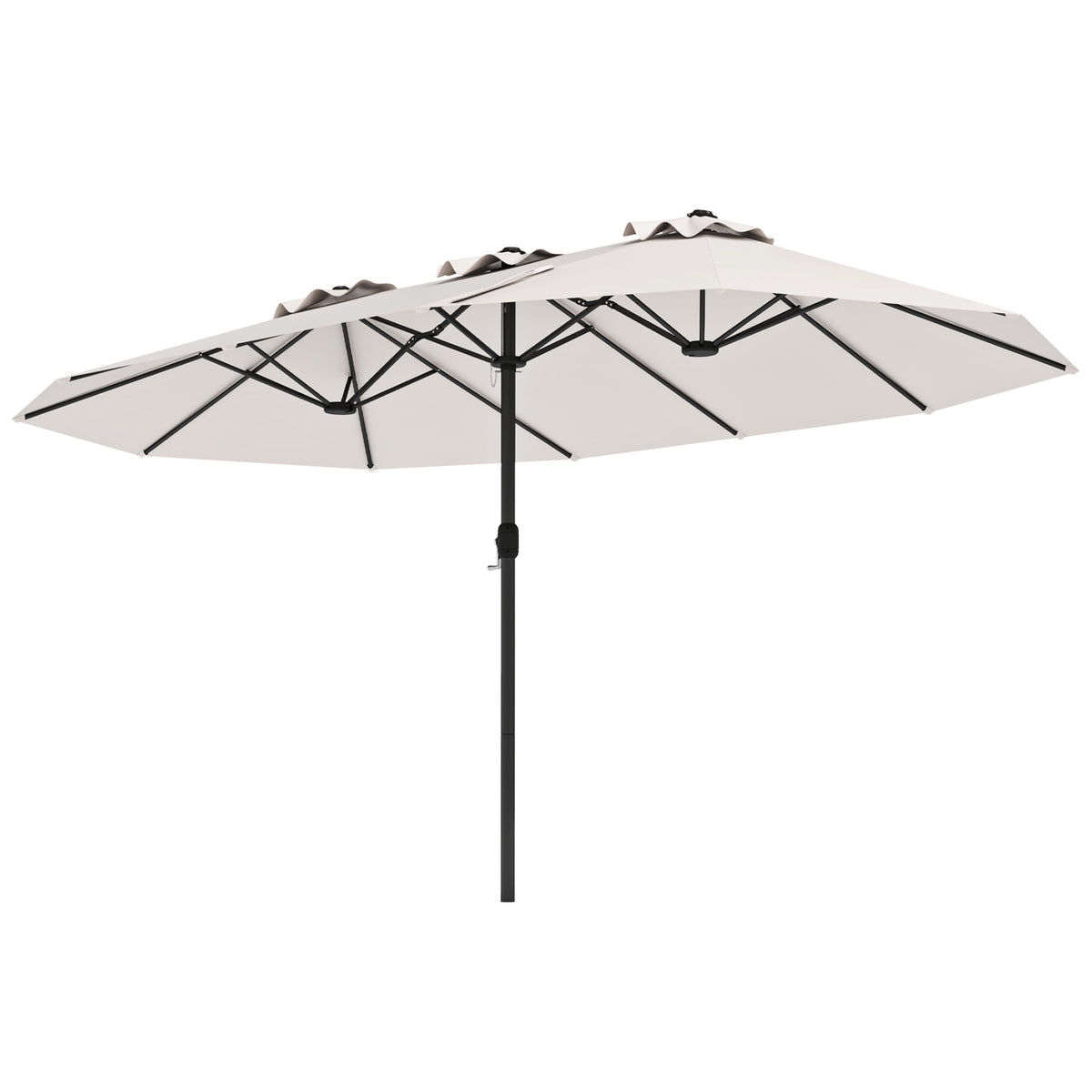 4.7 M Double-Sided Patio Umbrella, Outdoor Extra Large Umbrella W/Hand-Crank System & Air Vents