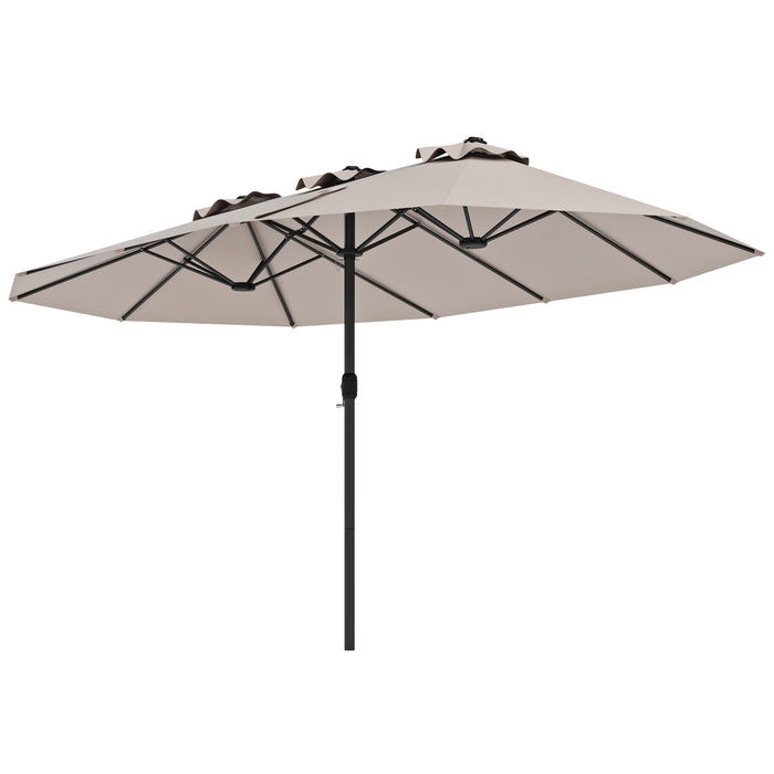 4.7 M Double-Sided Patio Umbrella, Outdoor Extra Large Umbrella W/Hand-Crank System & Air Vents