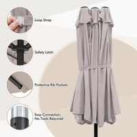 4.7 M Double-Sided Patio Umbrella, Outdoor Extra Large Umbrella W/Hand-Crank System & Air Vents