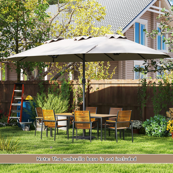 4.7 M Double-Sided Patio Umbrella, Outdoor Extra Large Umbrella W/Hand-Crank System & Air Vents