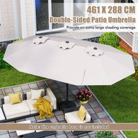 4.7 M Double-Sided Patio Umbrella, Outdoor Extra Large Umbrella W/Hand-Crank System & Air Vents