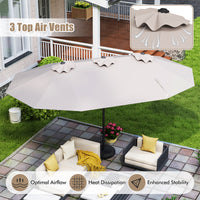 4.7 M Double-Sided Patio Umbrella, Outdoor Extra Large Umbrella W/Hand-Crank System & Air Vents