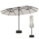15FT Double-Sided Patio Umbrella, Ultra-Large Twin Garden Umbrella w/ 12-Rib Structure & Hand-Crank System